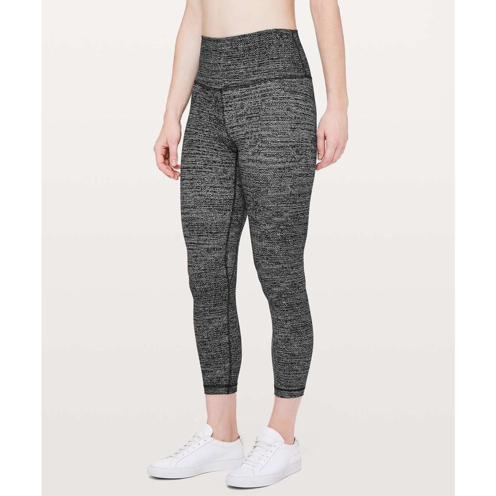 Lululemon High Rise Align Pant II Leggings 25" Twillines Ice Grey Black 6